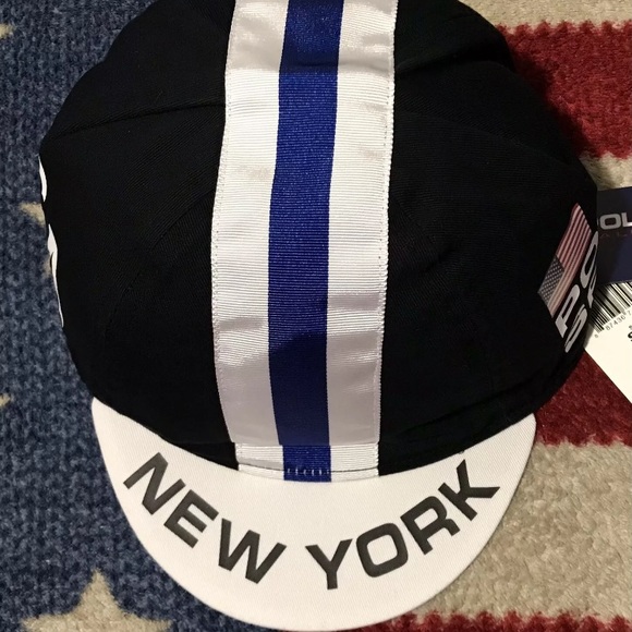 Vintage Ralph Lauren POLO SPORT USA CYCLING NEW YORK BROOKLYN Cap S/M Pwing Rlpc - Picture 3 of 11